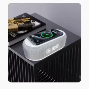 MultiFunction Alarm Clock With Bluetooth Speaker Night Light Mobile Phone 15W Fast Charging Station Wireless Charger for Home